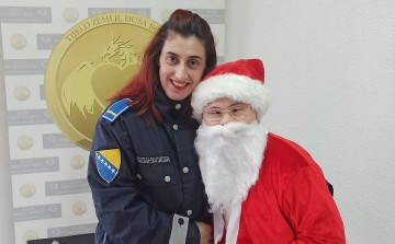 Policewomen in a humane donation campaign